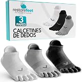 RestoreFeet 5 Toe Socks Women and Men (3 Pairs) Barefoot Ankle Socks