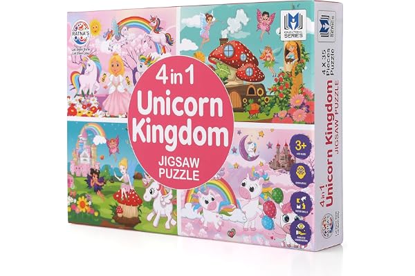 RATNA'S 4 in 1 Unicorn Kingdom Jigsaw Puzzle for Kids A Perfect Puzzle for Little Hands 4 x 35 Pieces Jigsaw Puzzle, Multicolor