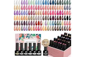 Kit Semipermanente Unghie - Phoenixy 144 Effetti 36 Colori Smalto Semipermanente Unghie UV LED (Lucido/Opaco /Argento e Oro brillante), Kit Smalto Unghie Regalo Artistico per Nail Art Donna a Casa