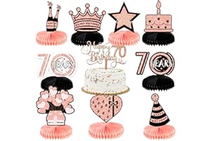 LINGQIANG 70 Geburtstag Tischdeko Frau, 10 Stück 70. Geburtstag Bienenwabe Mittelstück Tischdekoration mit Tortendeko, 70. Geburtstag Tabelle Topper Deko für Frauen 70. Geburtstag Party Tischaufsätze Dekoration