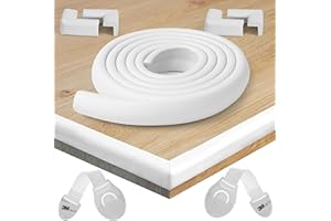 HAPPY CHLEA® Kantenschutz Baby und 4 Eckenschutz aus Schaumstoff. Tischkantenschutz und Eckenschützer: 2,4 M gesamt für Tisch und Möbel Ecken. 2 Schubladensicherung. Zertifikat (Weiß)