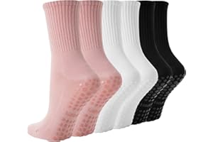 BISOUSOX Pilates Socken Damen 3 Paare Baumwolle Yoga Antirutsch Socken Pilates Größe 36-40 Rutschsocken Stoppersocken Damen für Yoga Fitness Geschenke für Frauen Mama Schwangere Krankenhaus