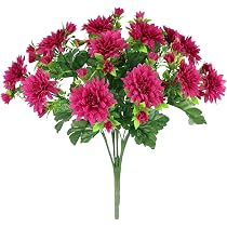 10 Crisantemi Artificiali A Sfera In Seta - Bouquet Fiori Finti, Testa 6 Cm, Stelo 19 Cm, Per Decorazione Casa, Matrimoni E Feste, Rosa Chiaro - 5