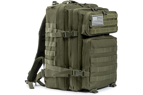 QT&QY 45L Sac à dos tactique militaire Sac d'assaut militaire Molle Grande capacité sac d'urgence Camouflage Randonnée Camping Trekking Sac à dos de chasse