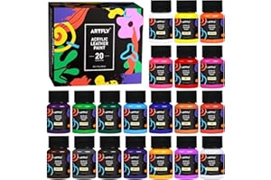 ARTFLY Set di colori acrilico per pelle, 20 Colori x30 ml Con acrilico finisher, Kit di tintura, perfetto per scarpe, sneakers, giacche, divani in pelle e sedili per auto