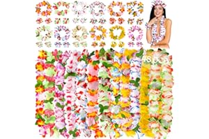 ZHHGOO 48Pcs Ghirlanda Hawaiana Collana,Collana con Fiore Hawaiano,Fasce e Bracciali,Ghirlande di Fiori Hawaiane,Ghirlande Hawaii Fiori per Tropicale Spiaggia a Tema Festa Decorazioni