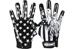 HUSHE' Football Gloves American Flag Football Receiver Gloves Men Silicone Grip Football Receiver Gloves Youth USA Flag Football Receiver Gloves Youth Football Receiver Gloves Youth Football