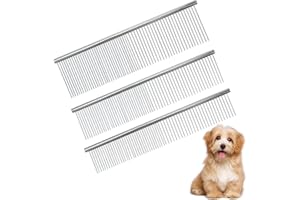 OUSSEE 3 Stück Edelstahl Haustier Kämme Professionelle Hunde Katzen Kamm Haustierpflege Grooming Schönheitskamm Bürste Haustierkamm Flohkamm für Alle Arten von Haustieren Staubkamm