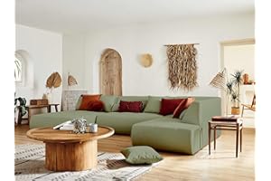 Lisa Design Onyx - modulares wohnlandschaft - Ecke rechts 7-Sitzer - Stoff Salbeigrün