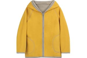 ANIMQUE Children's Hooded Jacket Polar Fleece Double Layer Boys Girls Fleece Jacket Zip Winter Autumn Jacket Warm Sport