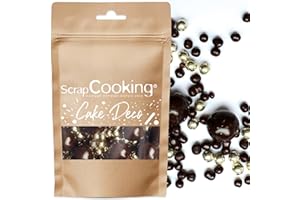 ScrapCooking - Perles en Chocolat Noir & Doré 50 g - Décors Pâtisserie Alimentaires Comestibles - Sprinkles Choco Noir & Or - Pour Desserts, Gâteaux, Bûches - Noël, Anniversaire - 7456