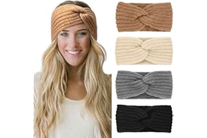 DRESHOW 4 Pezzi Fasce per Capelli Tessuto di Lana Turbante Fascia da Donna Invernale Accessori Cerchietti per Donna Ragazze Accessori Capelli