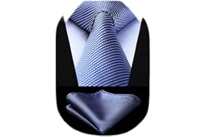 HISDERN Corbatas para Hombre de Boda Modernas Houndstooth Conjunto Corbata y Pañuelo Clásico de Business
