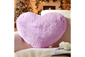 Yhoelata Cuscino Cuore Lilla, Cuscini Decorativi, Cuscino a Forma di Cuore, Cuscini Divano Peluche, Cuscini Letto, Decorazioni Camera da Letto Bambini, 26 x 36 cm