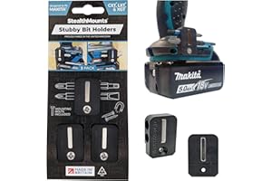 StealthMounts Negro Stubby Porta Puntas para Makita| Soportes de brocas Makita | Soporte de brocas para impactos y taladros Makita (paquete de 3)