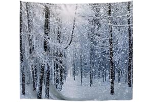 A.Monamour Froid Hiver Saison Blanc Neigeux Forêt Arbres Hoarfrost Nature Paysage Paysage Graphique Imprimer Mur Suspendu Tapis Rideaux De Fenêtre pour La Maison Tapisseries Décoration De La Maison