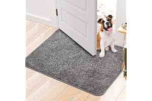 Walensee Indoor Doormat, Front Door Mat for Entrance (50x80cm Grey) Machine Washable Entryway Rug Non Slip Dirt Trapper Door Rugs Absorbent Low Profile Shoes Scraper Inside Floor Mats for Entry