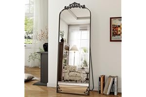 Koonmi Specchio tradizionale a figura intera, 161 cm x 52 cm, nero, decorazione da parete ispirata al barocco