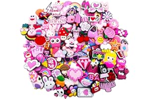 EGEKTBH Lot of 30/50 Pcs Random Pink Shoe Charms for Croc, Different Cool Cute Shapes Packs Bracelet Wristband Accessories for Shoe Decorations Party Gift