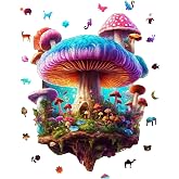 WePuzzleUp Ahşap Puzzle Yetişkin - Mantar Adası - 290 Par&ccedil;a, 29 x 38 cm - Yapıştırıcı Folyo Dahil - Benzersiz Şekilli Par&ccedil;ala