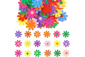 DECORDWELL 100 Piezas Flores de Fieltro de Colores, Autoadhesivas Flores de Fieltro Adornos Florales Niños,para DIY Primavera Y Tarjetas De Felicitación Manualidades (Colores Variados)