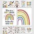 Decorably 15 Rainbow Boho Classroom Posters, 11x14in Matte-Laminated