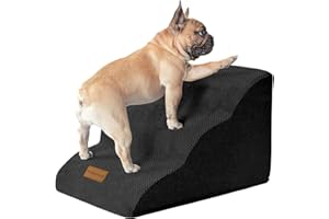 TRHILLSBRAD Szerokie schody dla psów, 3 stopnie, wysokość 30 cm, dla małych psów, z gęstej pianki, pokrowiec nadający się do prania i antypoślizgowy spód, 32 x 60 x 30 cm