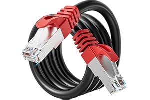 SOIBKE Kabel Ethernet 3m, Cat 7 Kabel internetowy 3 metry Szybki Kabel sieciowy Ekranowany SFTP Na zewnątrz Kabel RJ45 Gigabit 10Gb/s 600MHz Czarny Kabel krosowy LAN do przełącznika Router Modem