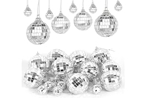 BELIHOME 20 Stück Disco Spiegel Bälle, 3 Größen 3cm 5cm 6cm Discokugel Spiegelkugel zum Aufhängen, Hängekugel Disco Ball Party mit Hängendem Ring Für Party Dekoration