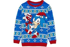 Sonic The Hedgehog Kids Christmas Jumper | Boys Girls Video Game Movie Festive Navy Knitted Sweater | Xmas Gifts For Him Her