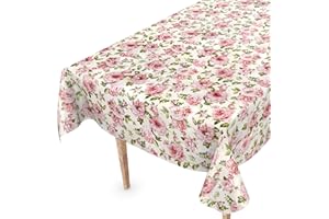 ANRO Obrus ceratowy na stół, zmywalny, 160 x 140 cm, krawędź cięcia, natalie kwiaty, łatwy w pielęgnacji