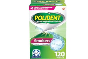 Polident Smokers Antibacterial Denture Cleanser Effervescent Tablets, 120 count