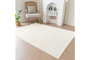 Evitany Living Room Rug, Chenille Short Pile Carpet, Washable Rugs for Bedroom, Non Slip Rug Living Room, Large Area Rugs,Lounge Square Carpet for Kitchen, Kids(Cream,80x150 cm)