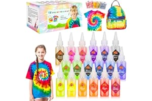 Gifort Tie Dye Kit, Textiles de Tela Colores Vibrantes Pinturas Tinte Ropa Graffiti para Proyectos de Bricolaje y Actividades de Fiesta (18 Colores)
