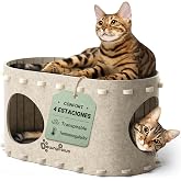 DownyPaws Felt Cave Bed for Indoor Cats, Durable, Beige | Cat House up to 10 kg, Hideaway House, Easy to Install and Clean, C