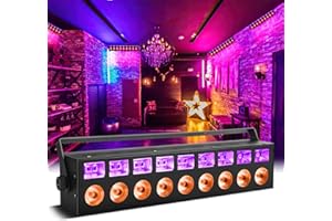 FODEXAZY Faretto LED Wallwasher Luce, RGBW UV 63W LED Bar Strip DMX Effetti Luce Lightbar per Natale Halloween DJ Discoteca Matrimoni Luci da Palcoscenico (1pcs UV+RGBW)