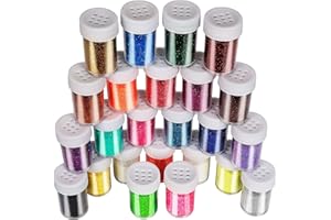WRESS 24PCS Fine Glitter Set - 16g/Bottle Non-Toxic Face Glitter Set, Fine Cosmetic Biodegradable Glitters for Nail Art, Eye, Hair, Extra Fine Glitter Shake Jars