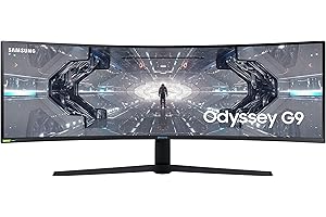 SAMSUNG ODYSSEY G9 49'' Ecran PC Gaming Incurvé 1000R, Dalle VA 49", Résolution DWQHD (5120 x 1440), 240 Hz, 1ms, GSYNC Compatible, AMD FreeSync Premium Pro, HDR1000, Noir
