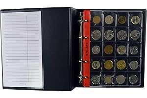 PELLER'S Album pour 206 Monnaies. Classeur M. 10 Feuilles, Mix Pochettes 27mm x 27mm, 35mm x 40mm, 46mm x 50mm. Idéal pour Les pièces de différentes diamètre. (Modèle M)