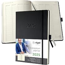SIGEL Conceptum 2026 Weekly Planner - A5 Hardcover, Elastic Band, Pen Loop, Sustainable Paper