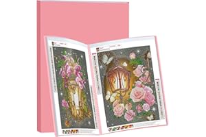 Bellatoi Diamond Painting Album A3, Affichage Livre pour Peinture Diamant, Livre de Rangement pour Protéger Les Peintures Diamant(Couverture de Bricolage Rose, Capacité 60 peintures)
