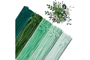 GUWINA 500Pcs Pastel Green Pipe Cleaners 12'' Long 0.3'' Thick, Fluffy Chenille Stems Set for Crafts, 5 Assorted Colors Fuzzy Sticks Craft Supplies for DIY Art, Flowers Making & Christmas Decorations