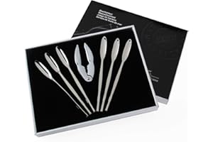 FRANQUIHOGAR Cubertería marisco de Acero Inoxidable - 1 Cracker y 6 Tenedores. Mediterranean