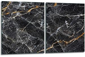 TMK ARTDEKO TMK - Piastra di copertura per piano cottura in vetroceramica 2 x 40 x 52 cm 2 pezzi induzione universale per piani cottura protezione antispruzzo tagliere in vetro temperato come decorazione Marmo