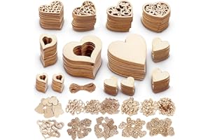 pangdapengpeng 500 Pezzi Cuori in Legno, Decorazioni in Legno Cuori, Decorazione a Forma di Cuore per Decorazioni per La Tavola di Nozze, Decorazioni Artigianali Fai-Da-Te (Marrone)