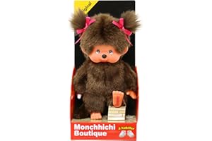 Bandai - Monchhichi - Peluche l'Original Fille - Peluche Singe Iconique des années 80 - Peluche Toute Douce 20 cm pour Enfants et Adultes - Jouet Enfant 2 Ans et + - SE254378