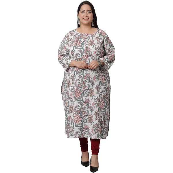 Rajnandini Women's Jaipuri Printed Kurti - Pure Cambric Cotton, Baby Pink, Size 4XL | Casual Indian Tunic - View #2