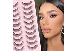 SIXSTARHAIR Faux Cils Volume Russe Fake Lashes Yeux de Biche 3D Naturel 10 Paires Cat Eye Professionnel D Curl Reutilisable Russian Fluffy Faits à la Main des Faux-Cils Mink False Eyelashes Waterproof