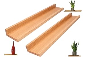 ToolSpace 2 x Półka Ścienna z Drewna Dębowego - Prawdziwe Lite Drewno Dębowe - Rustykalna - Zabezpieczona Olejowoskiem w Naturalnym Kolorze - Łatwy Montaż - 10x60cm 2 sztuki