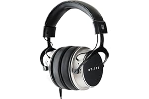 Fame Audio DT-750 Studio Kopfhörer, Kopfhörer geschlossen mit abnehmbaren Kabel, Frequenzbereich 8 bis 35000 Hz, 32 Ohm Impedanz, 3.5 mm Adapter